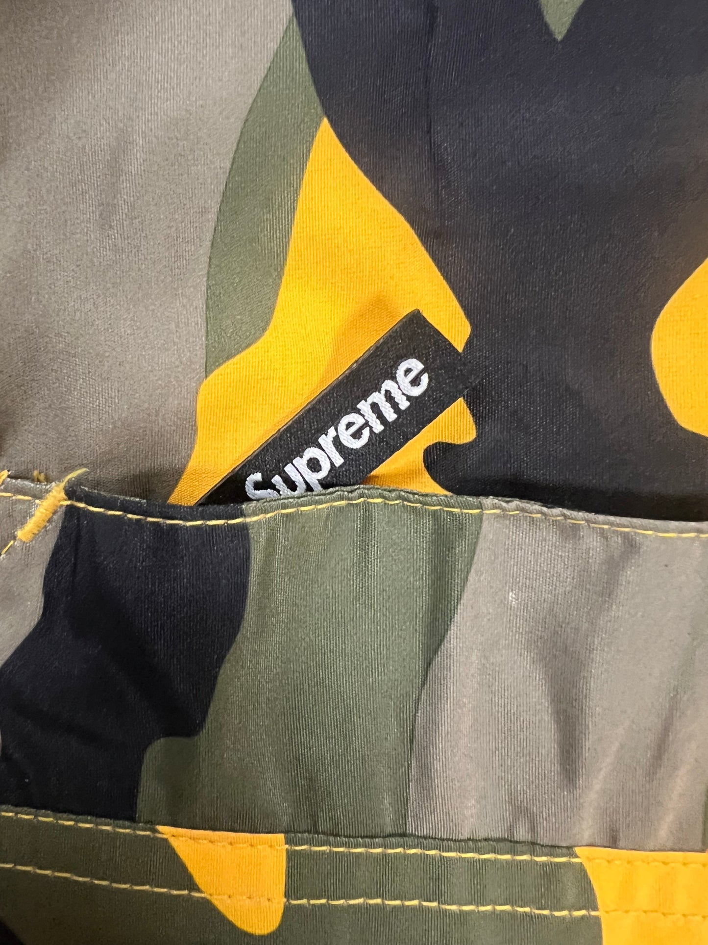 Supreme Hooded Logo Half Zip Pullover Yellow Camo