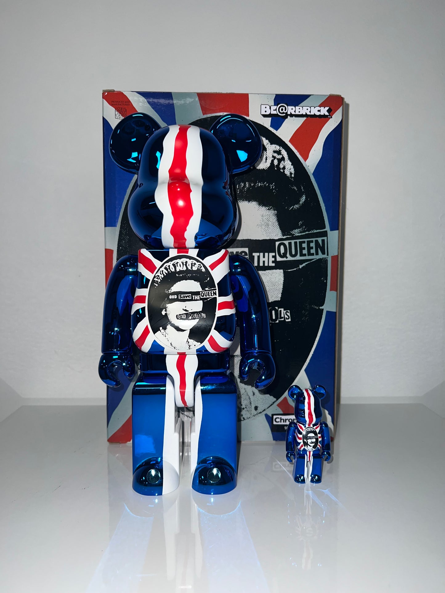 Bearbrick Sex Pistols Chrome Blue 2008 | Zeldzaam metallic twin - FLIPPR