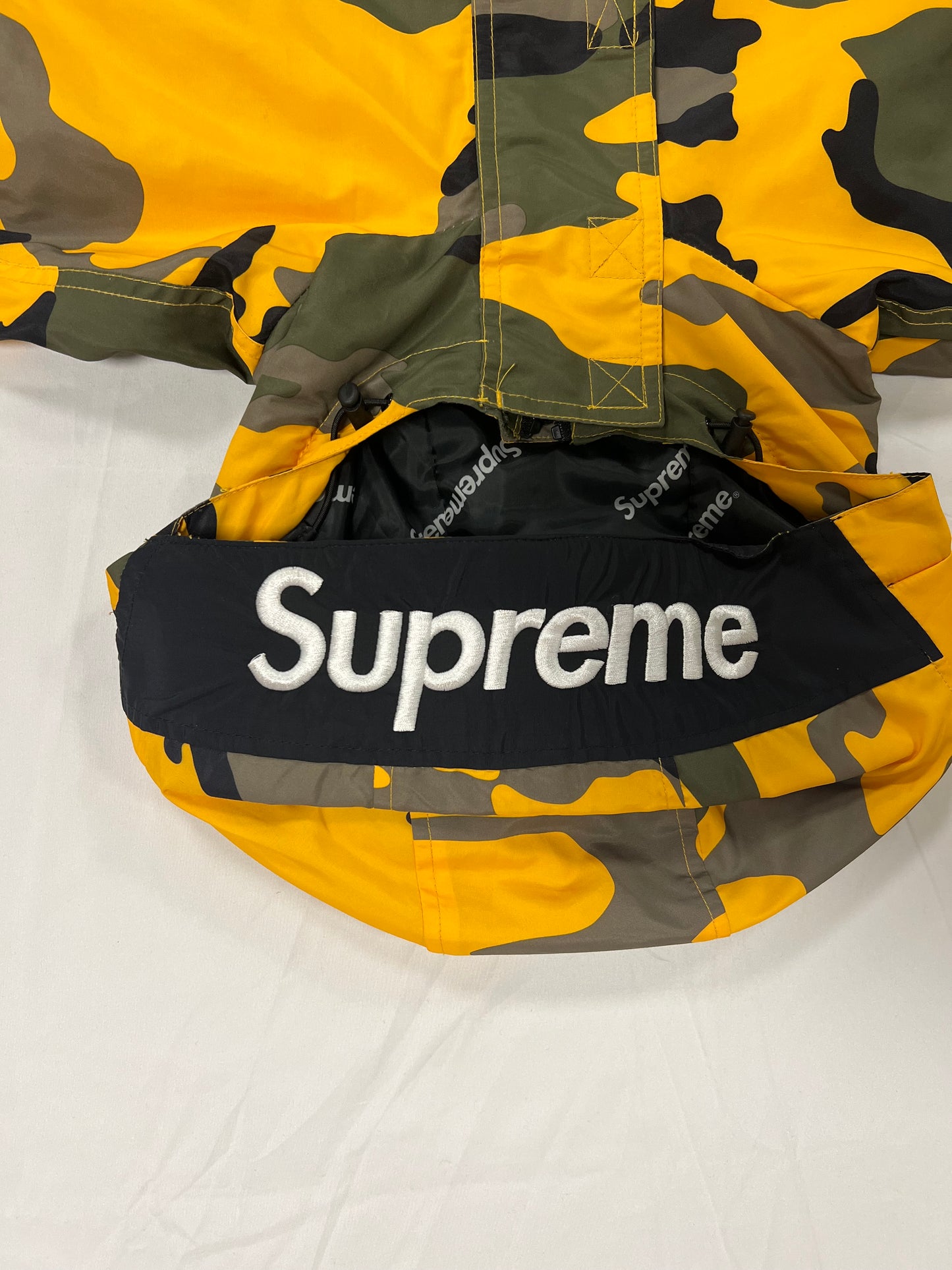 Supreme Hooded Logo Half Zip Pullover Yellow Camo
