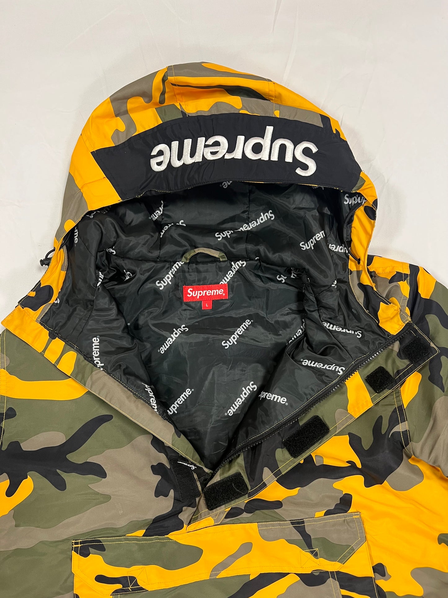 Supreme Hooded Logo Half Zip Pullover Yellow Camo