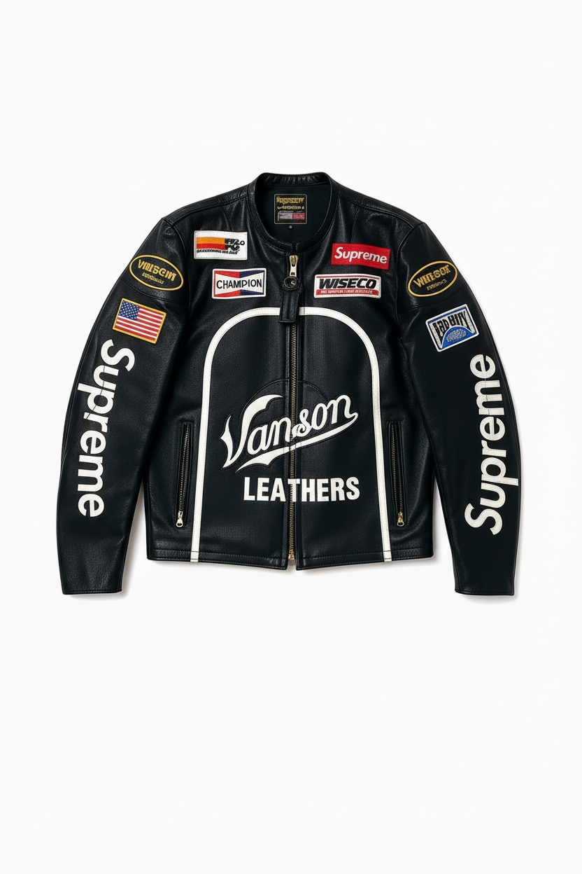 Supreme Vanson Leather Star Jacket Black